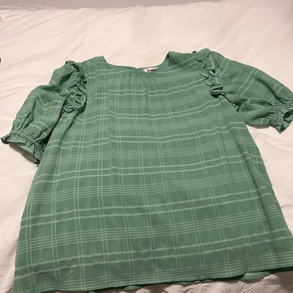 &merci Green Ruffled Women's Top